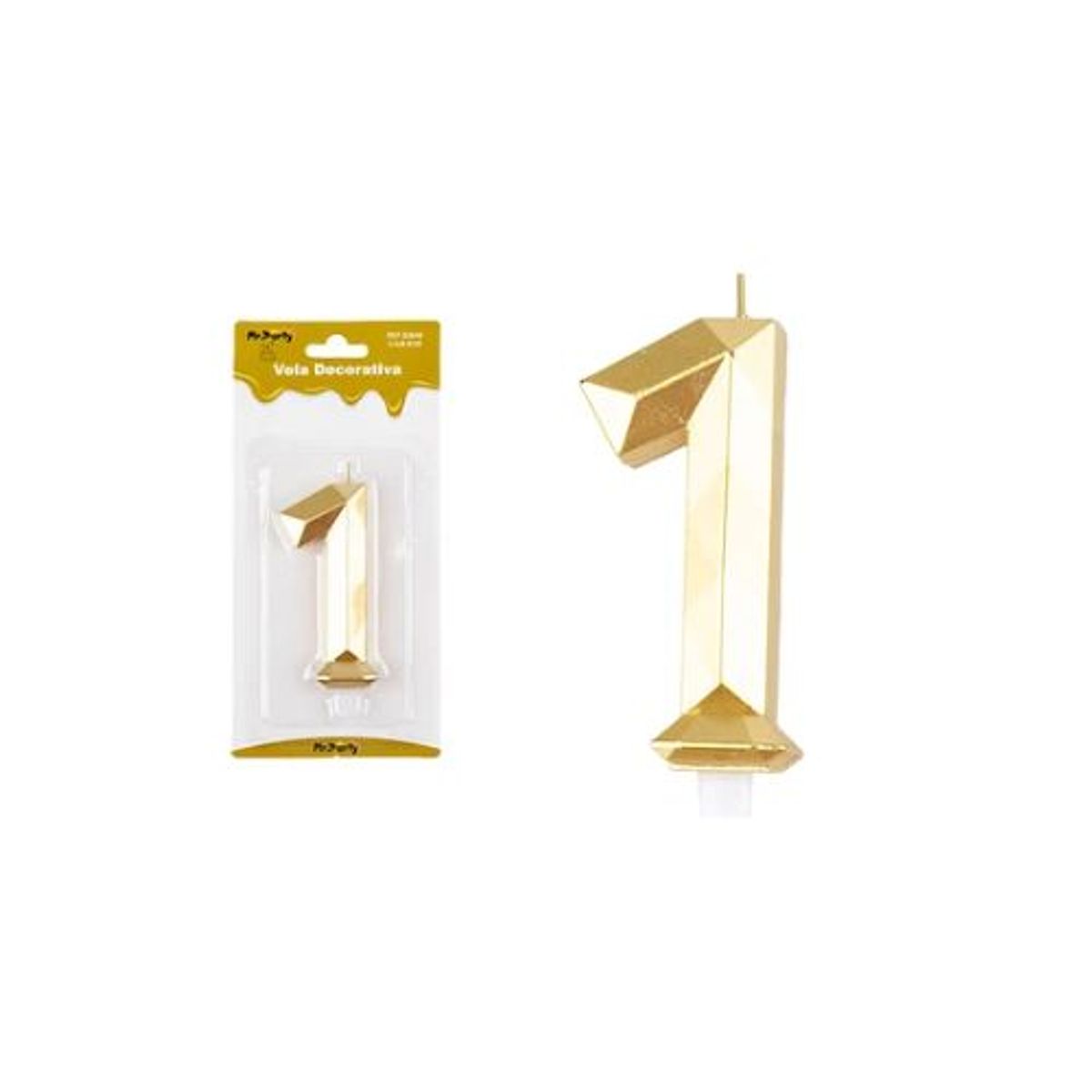 GENERICO - Vela de número 1 dorado en 3D 8.6cm