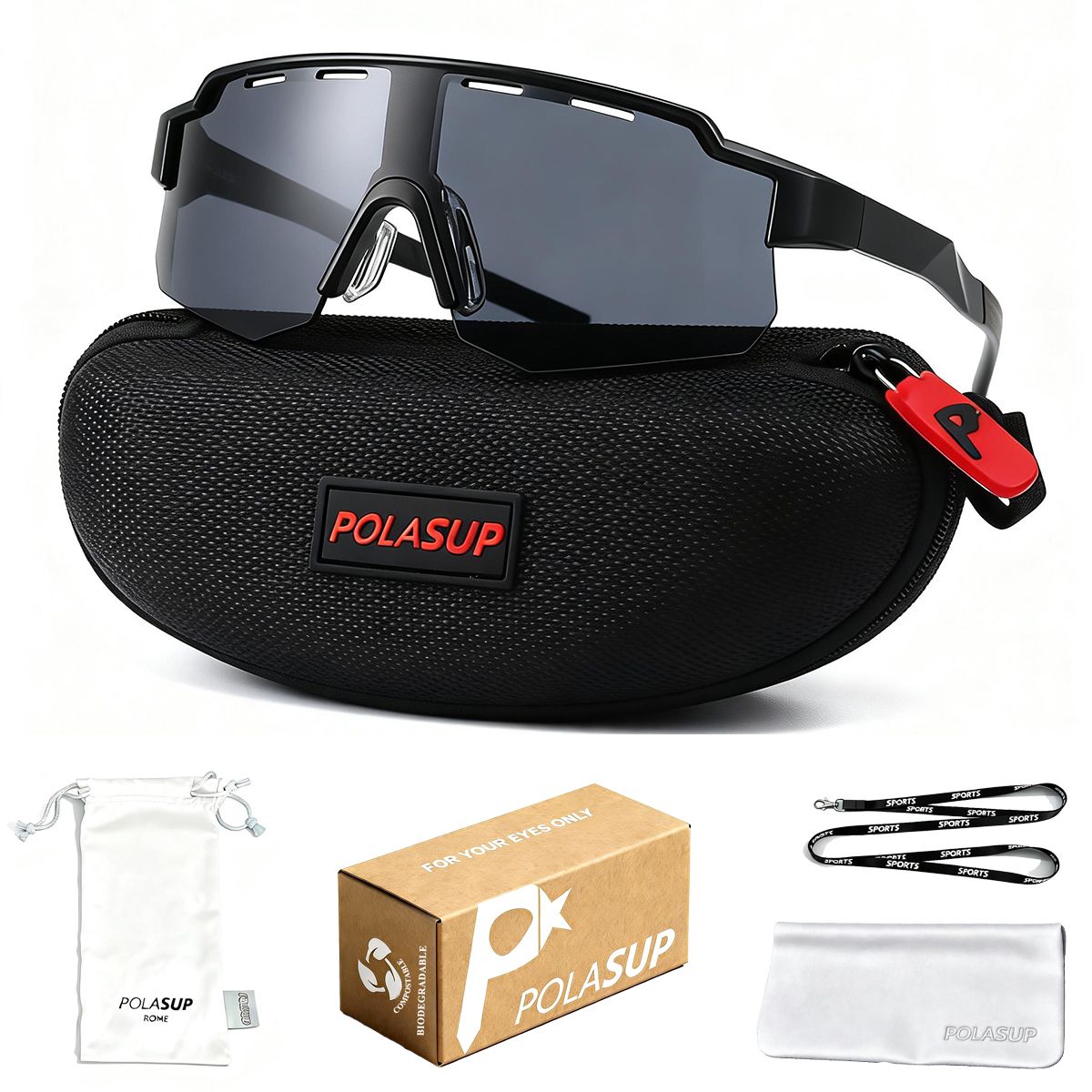 POLASUP - Lentes de Sol POLASUP Deportivos Polarizados UV400 9958P Unisex correr ciclismo