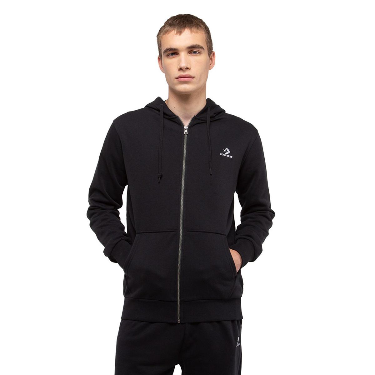 CONVERSE - Polerón Converse Full Zip Star Chevron Hombre Negro
