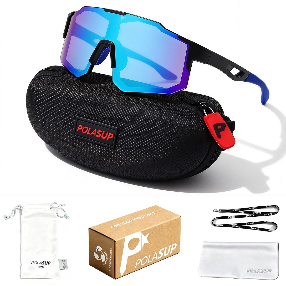 POLASUP - Lentes de Sol POLASUP Deportivos Polarizados UV400 9958P Unisex correr ciclismo