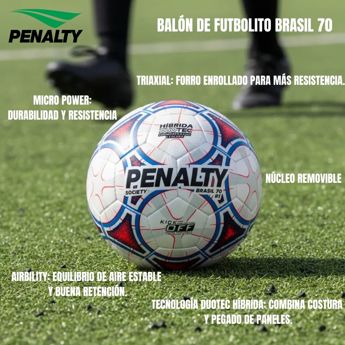 PENALTY - Balon Futbolito Pelota Futbol7 Penalty Brasil 70 Bot Medio N5
