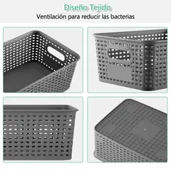 GENERICO - Cestas De Almacenaje Con Tapas De Plástico Apilable De Asas Gris BELUG