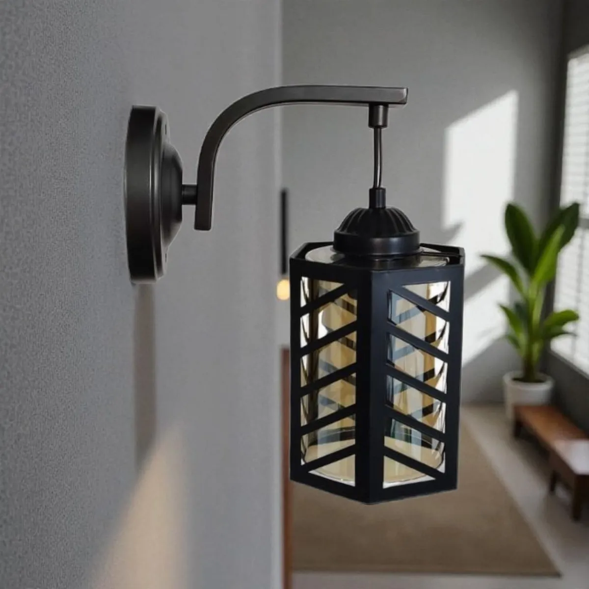 APLIQUE MODERNO HIERRO Y VIDRIO PORTA AMPOLLETA E27, marca WANT - Foto Principal
