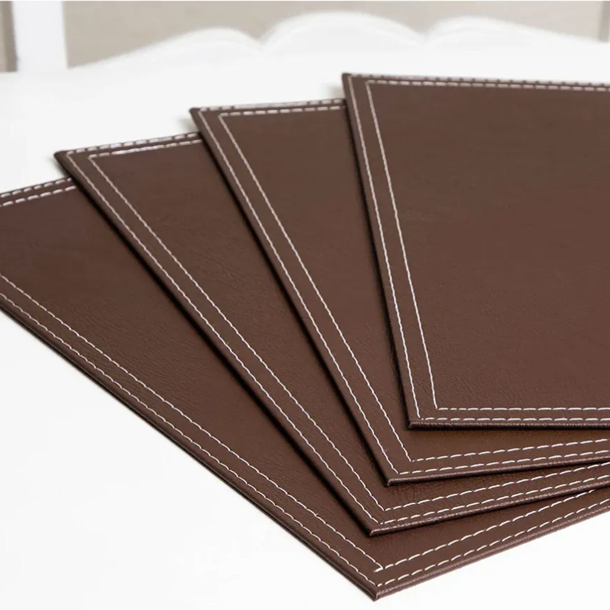 DORAL - Set 4 Individuales Rectangular Ecocuero 42x32cm Cafe