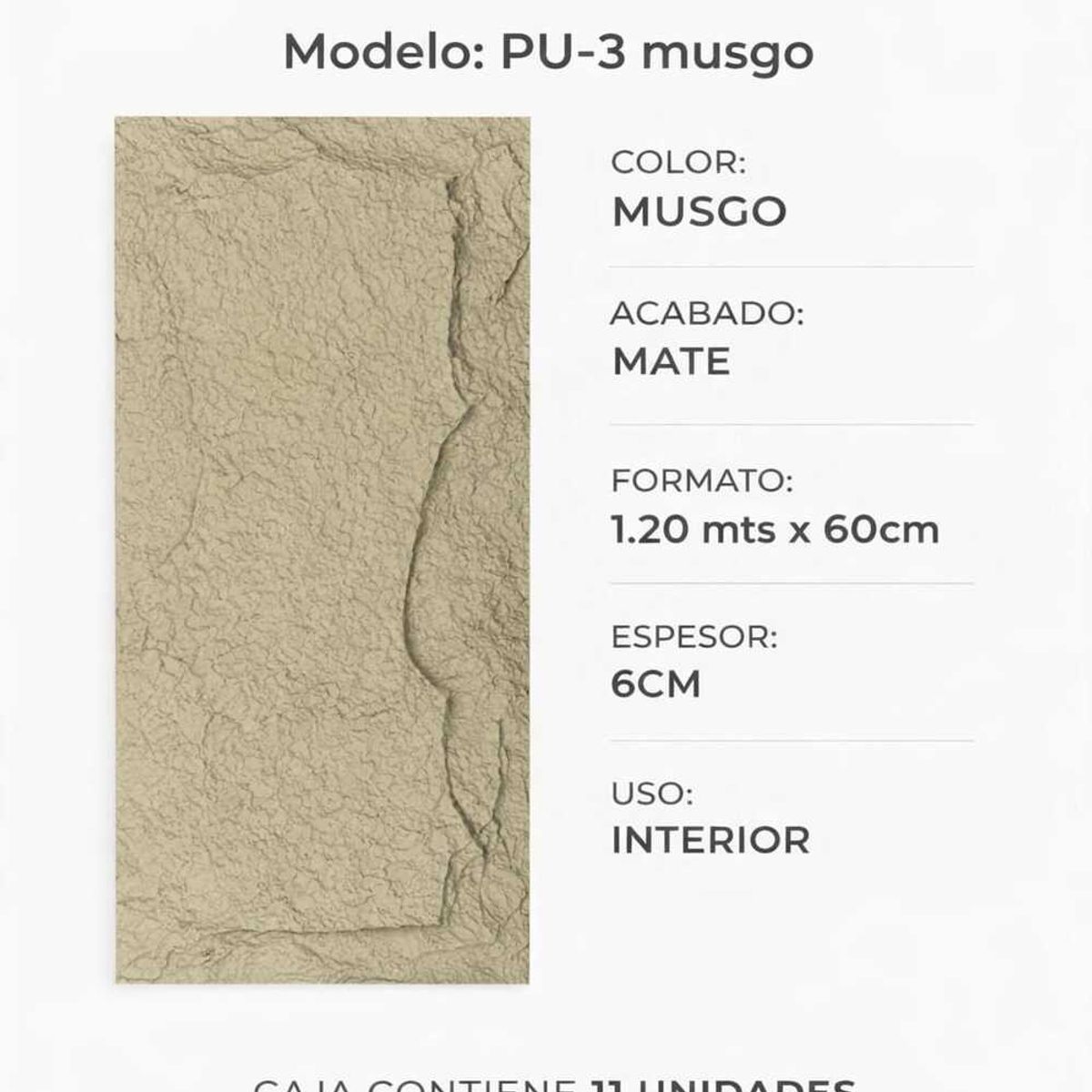 BYB - PANEL PIEDRA PU 11PZS 120x60 VERDE