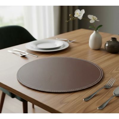 Imagen 2 del producto Set 4 Individuales Redondo Ecocuero 42x32cm CAFE