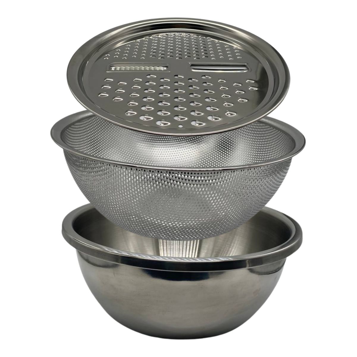EKOL TACTICA MILITAR - Set de 3 Piezas para Cocina Premium: Bowl, Colador y Rallador Multifuncional