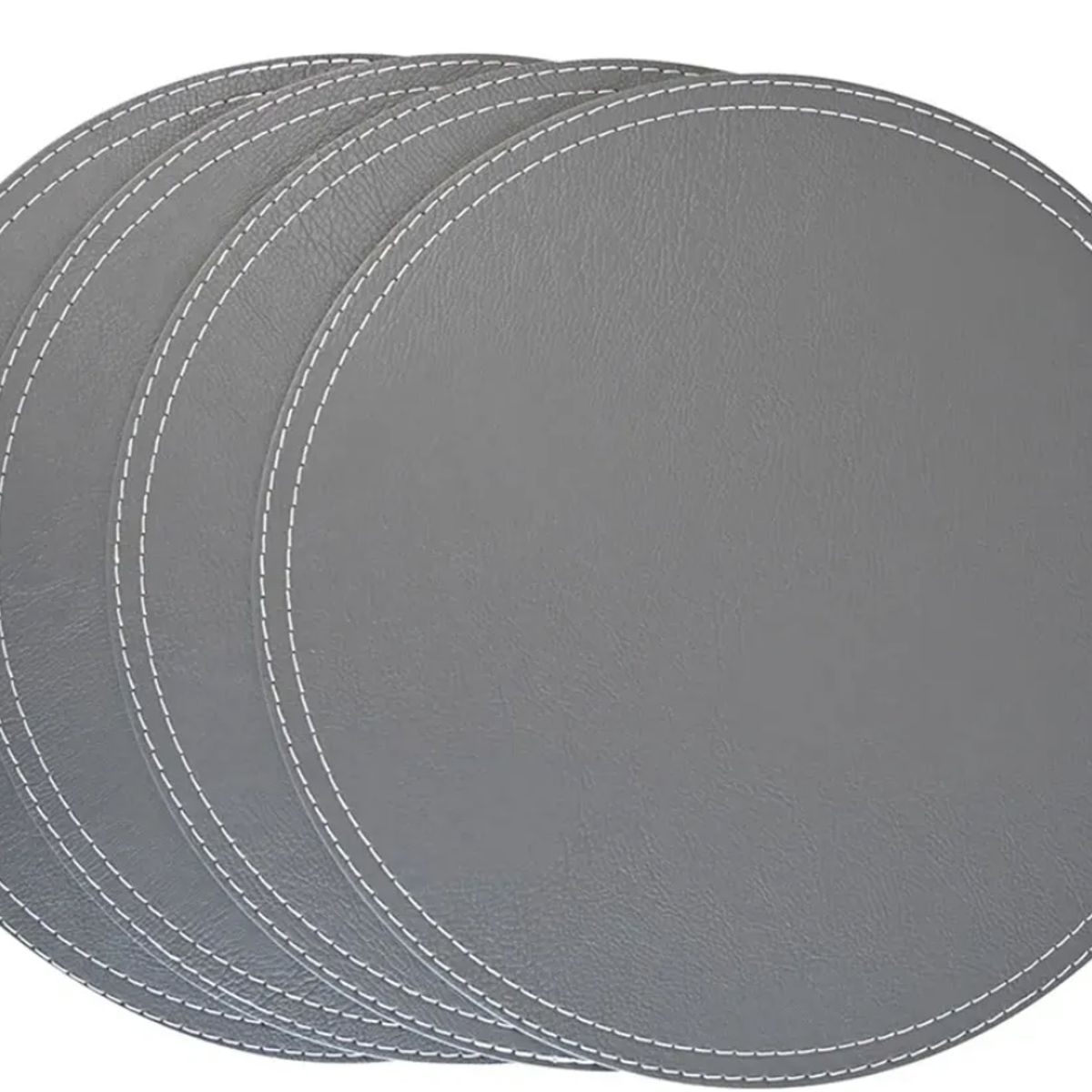 DORAL - Set 4 Individuales Redondo Ecocuero 42x32cm Gris