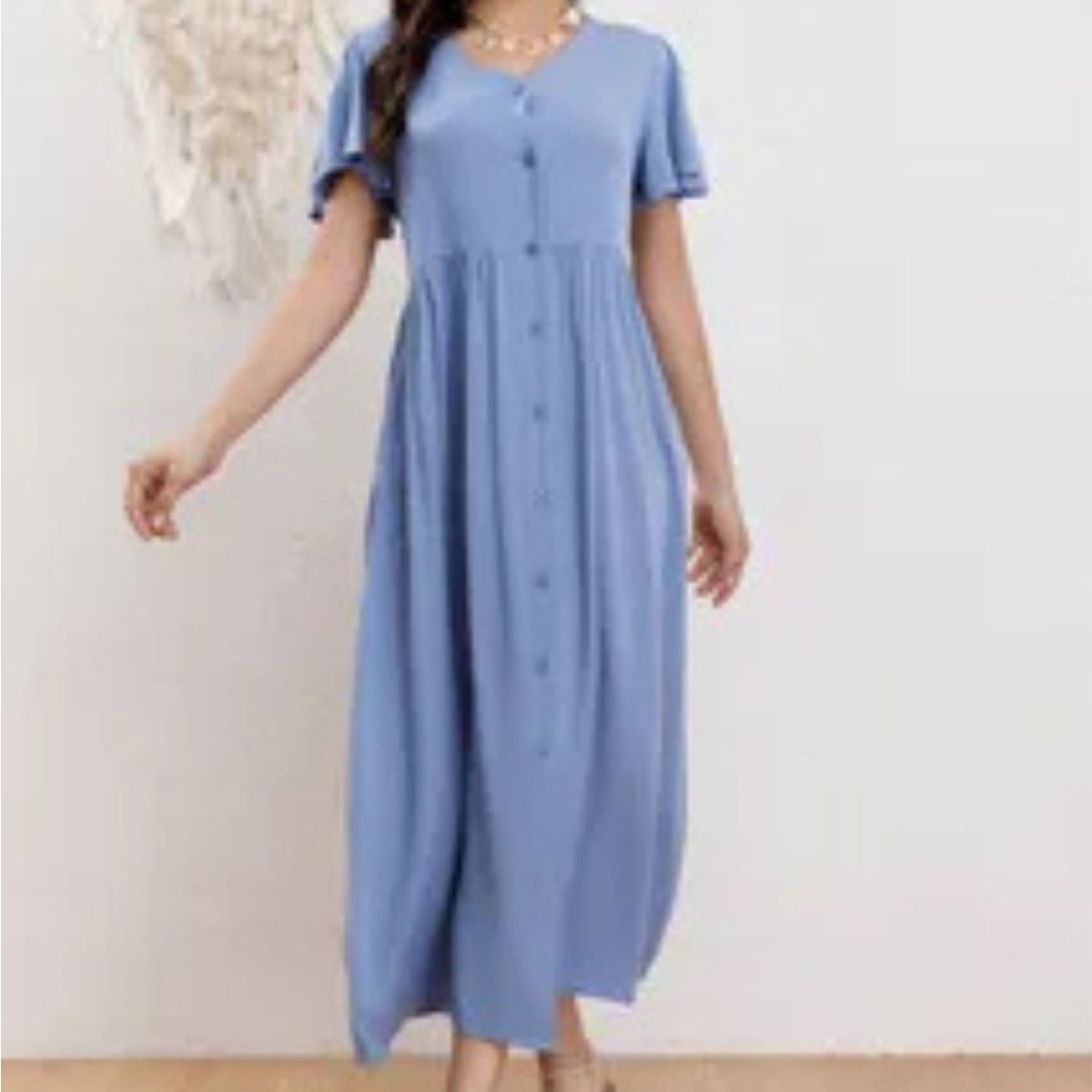 LOOK SHOP - Vestido Largo Mujer Algodón. Caída Liviana. Colores Lisos 3340