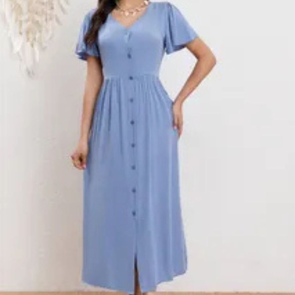 LOOK SHOP - Vestido Largo Mujer Algodón. Caída Liviana. Colores Lisos 3340