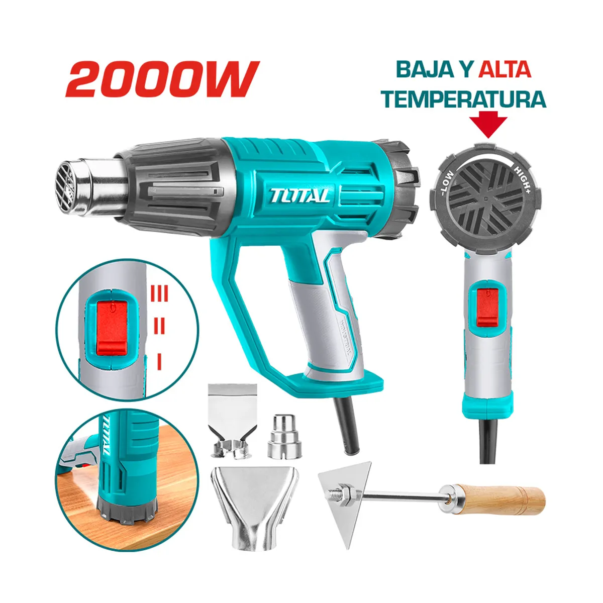 TOTAL TOOLS - Pistola de calor 2000w 550°C Total