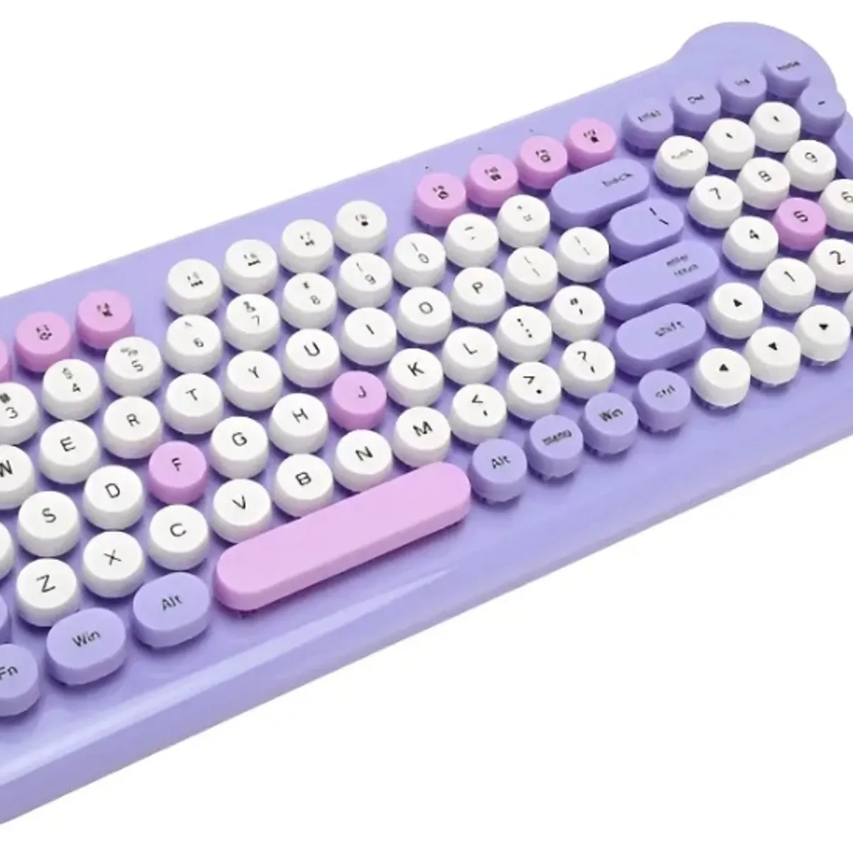 GENERICO - Kit Teclado Mouse Inalámbrico Gato Gatito Kawaii Con Ñ - color morado