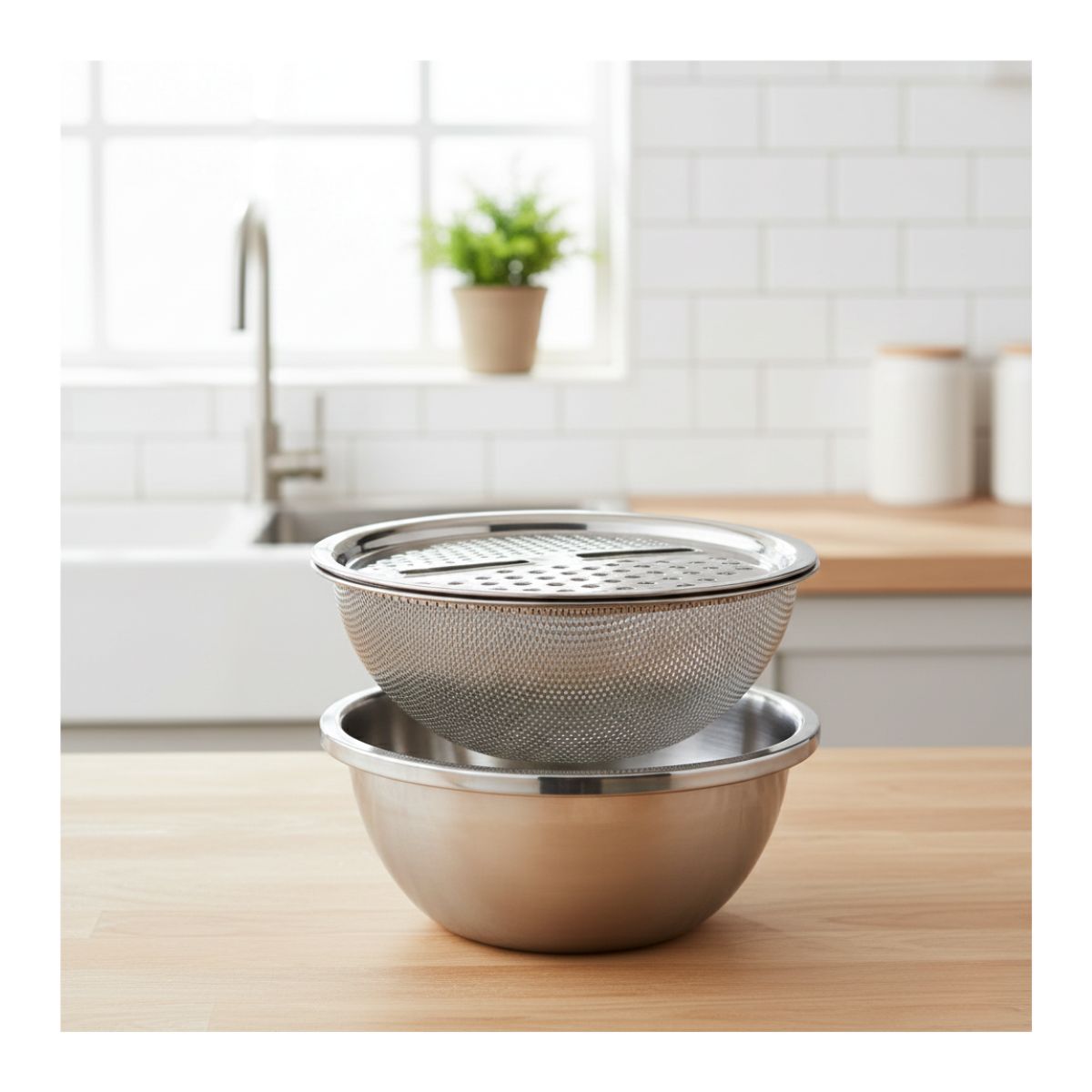 EKOL TACTICA MILITAR - Set de 3 Piezas para Cocina Premium: Bowl, Colador y Rallador Multifuncional