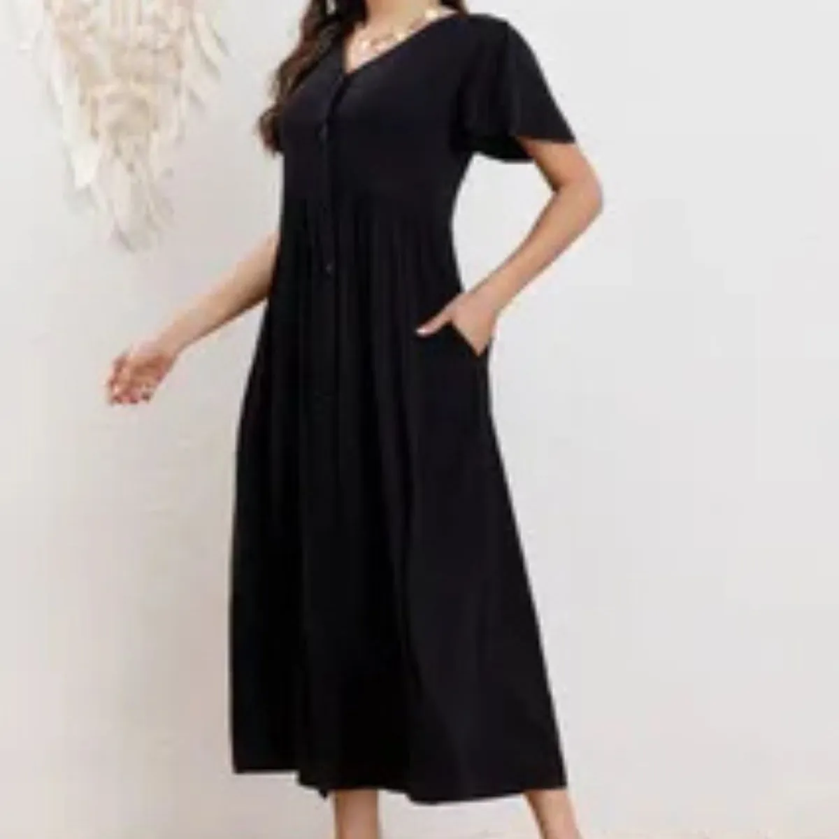 LOOK SHOP - Vestido Largo Mujer Algodón. Caída Liviana. Colores Lisos 3340