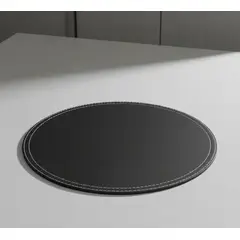 DORAL - Set 4 Individuales Redondo Ecocuero 42x32cm Negro