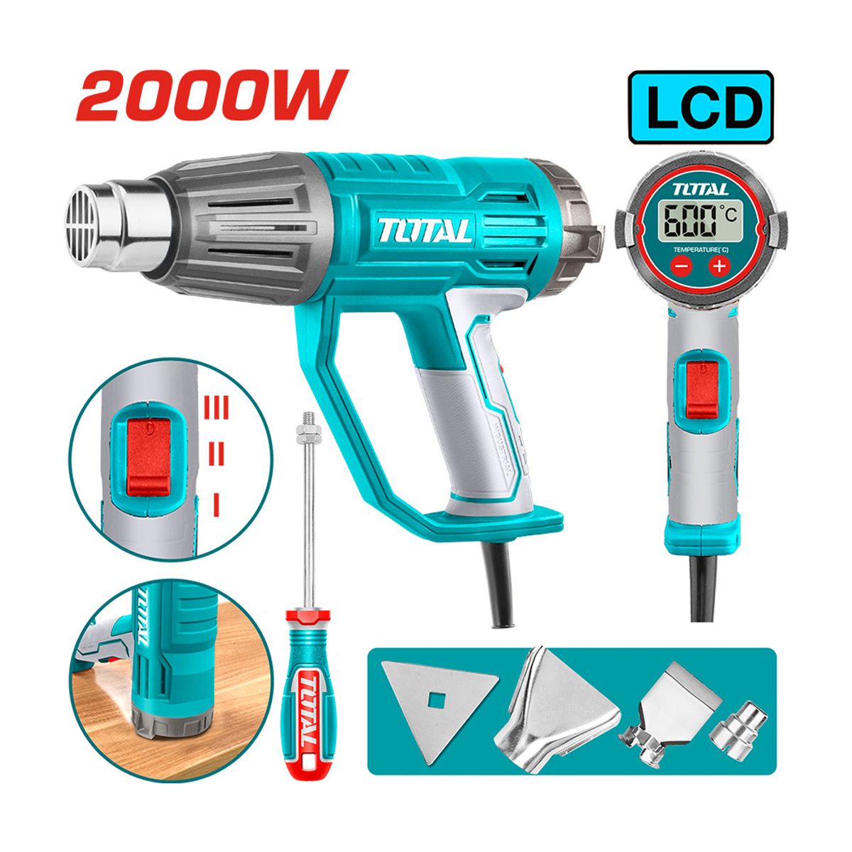 TOTAL TOOLS - Pistola de calor 2000w 600°C Total