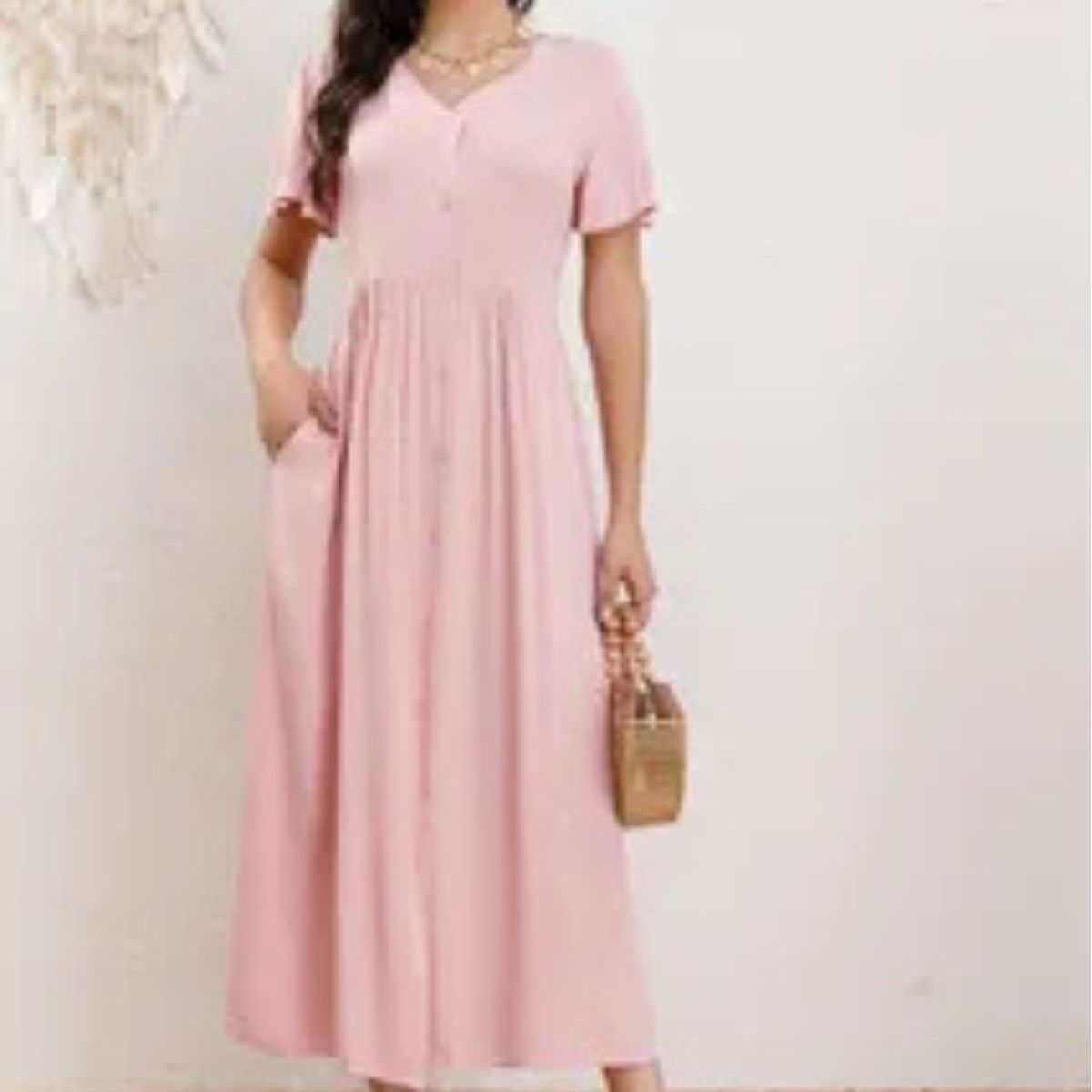 LOOK SHOP - Vestido Largo Mujer Algodón. Caída Liviana. Colores Lisos 3340