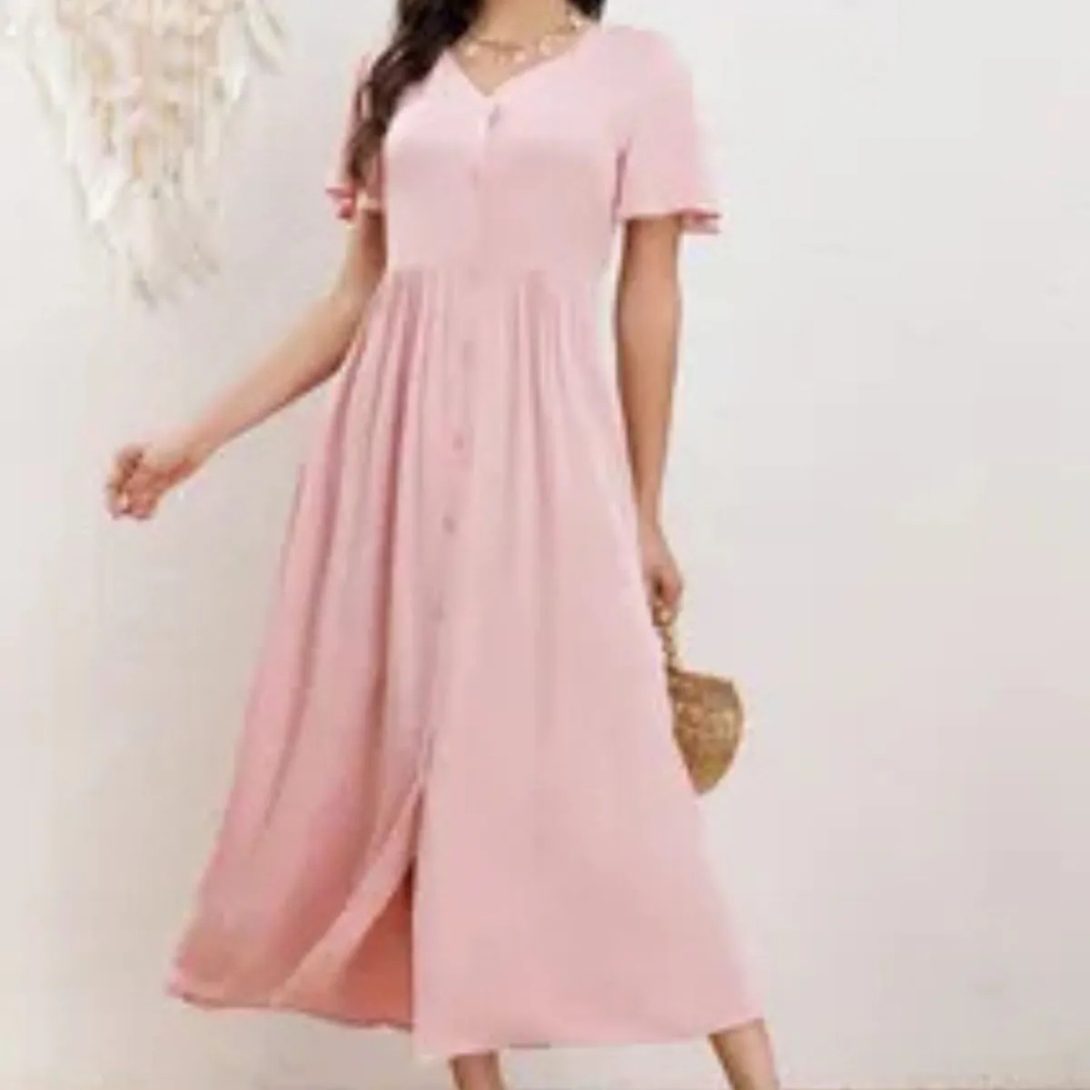 LOOK SHOP - Vestido Largo Mujer Algodón. Caída Liviana. Colores Lisos 3340