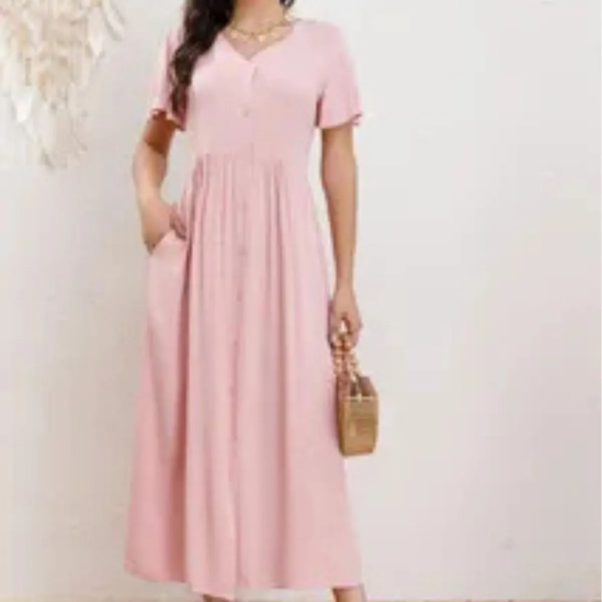 LOOK SHOP - Vestido Largo Mujer Algodón. Caída Liviana. Colores Lisos 3340