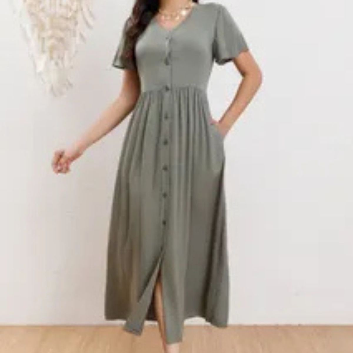 LOOK SHOP - Vestido Largo Mujer Algodón. Caída Liviana. Colores Lisos 3340