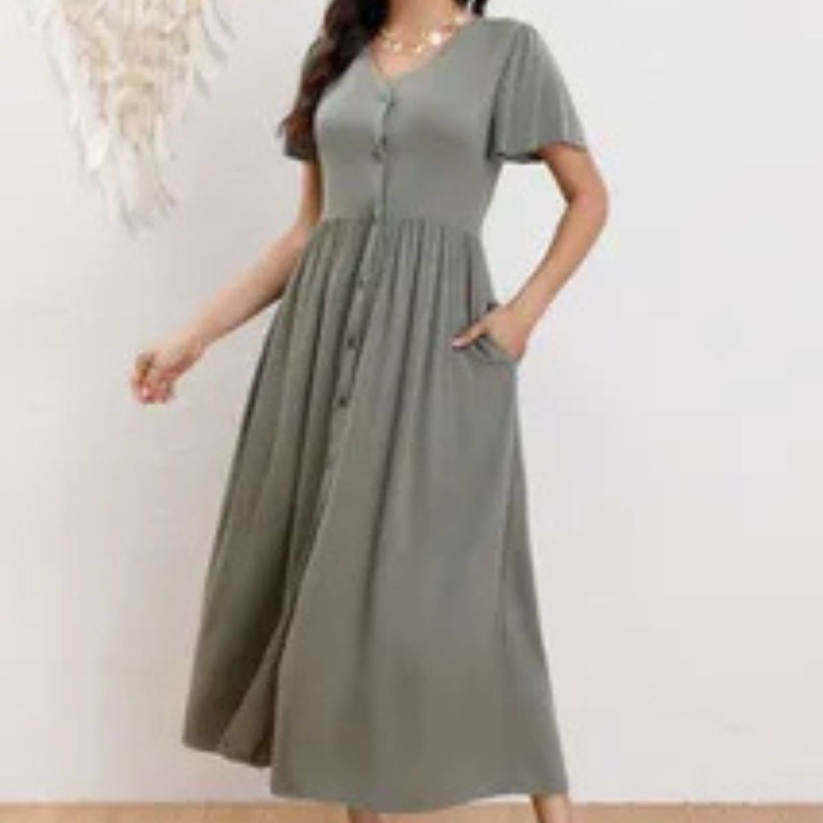 LOOK SHOP - Vestido Largo Mujer Algodón. Caída Liviana. Colores Lisos 3340
