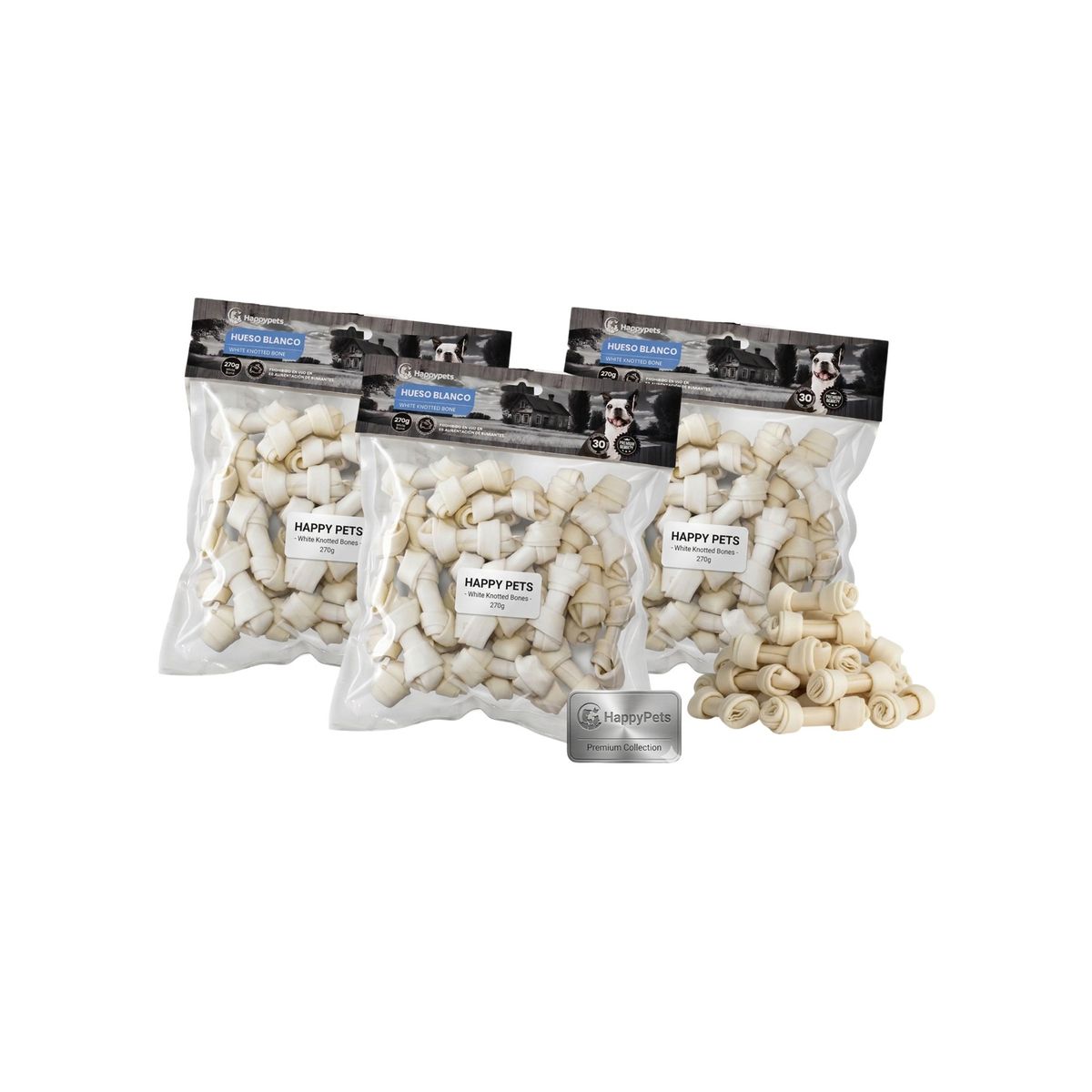 HAPPYDAYS - 90 unidades Huesos Snack Cartílago Masticable Comestible para Perros