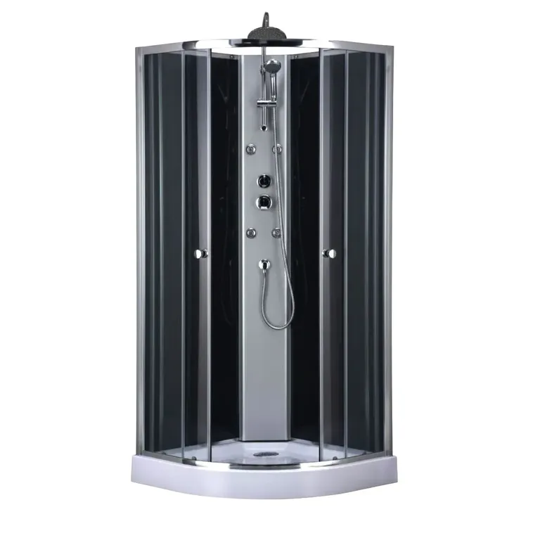 Cabina de Ducha Neptuno Black 90x90x205cm, diseno curvo
