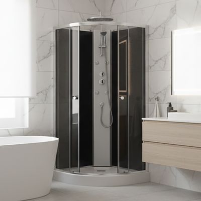 Imagen 2 del producto Cabina de Ducha Neptuno Black 90x90x205cm, diseño curvo