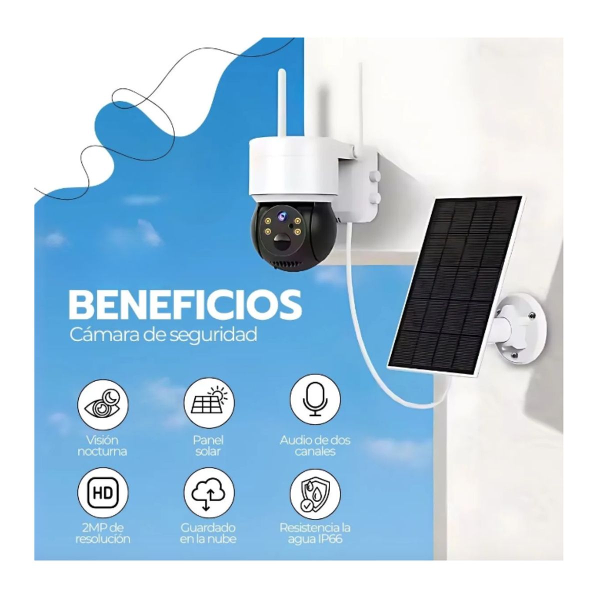 GENERICO - Camara Solar De Seguridad Wifi Exterior Hd 1080p Icsee App