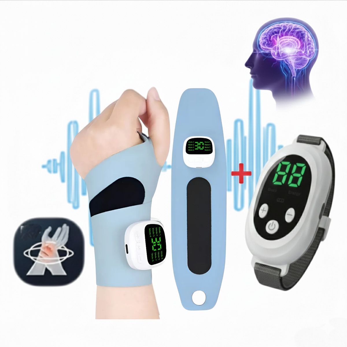 GENERICO - Muñequera Masajeador Electrico Estimulador Inmovilizador Antiestres Portatil Ansiedad Tunel Carpiano