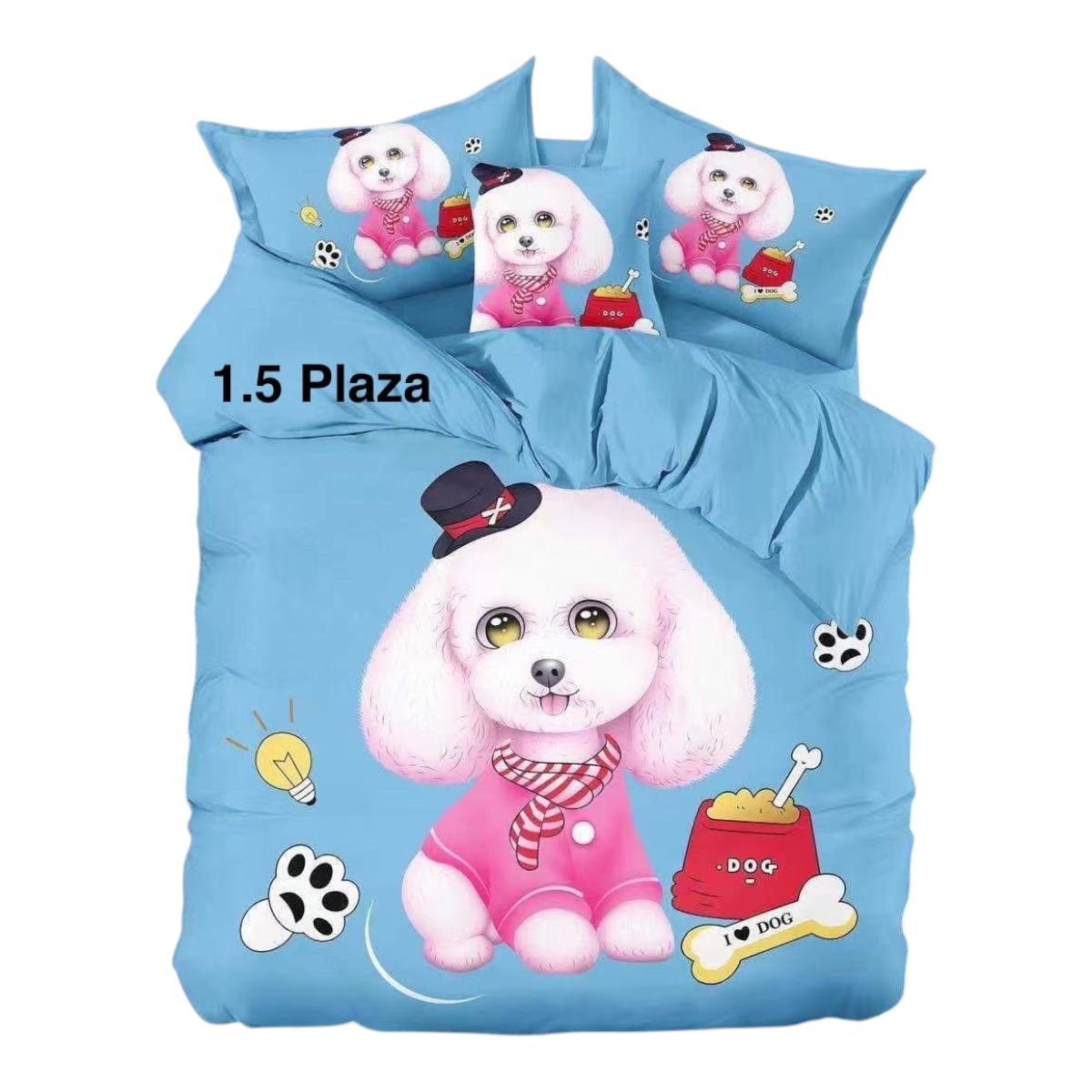 GENERICO - Cubrecama Quilt de verano 1.5 plazas diseño perro poodle