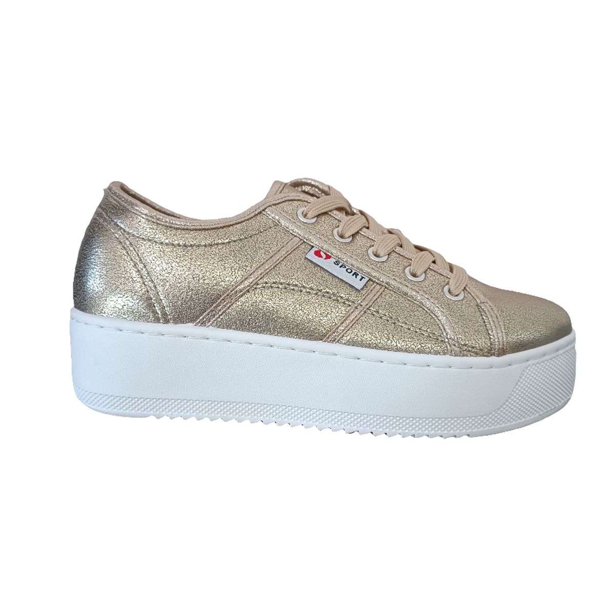 POZATINI - Zapatillas Plataforma Brillo champagne suela Blanca