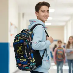 UTILISIMO - Mochila Escolar Bolso Con Estuche 43 Cm Tela Oxford Niño Happy Skate