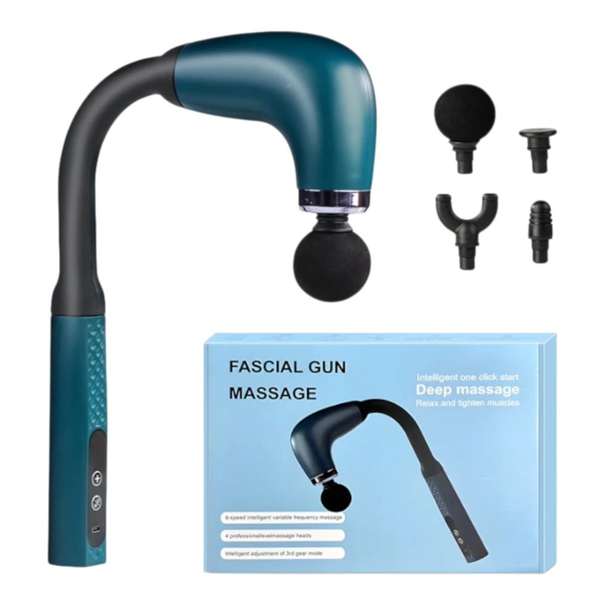 GENERICO - Masajeador Muscular Pistola Mango Extendido Recargable Usb
