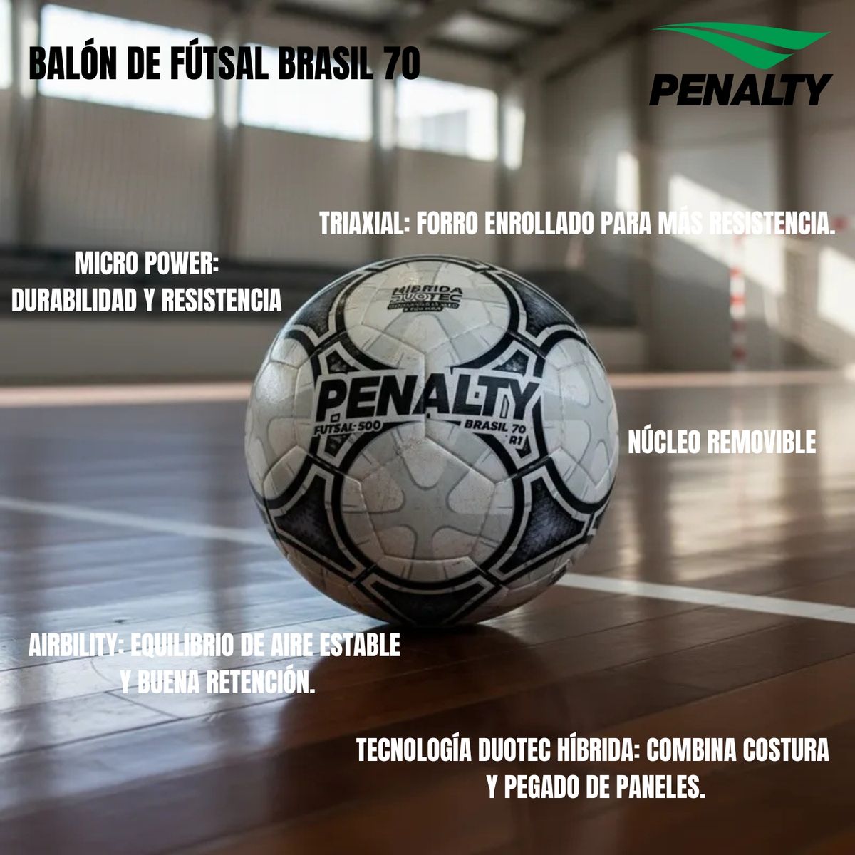 PENALTY - Balon Futsal Pelota Futbol Sala Futbolito Penalty Brasil 70 Negro