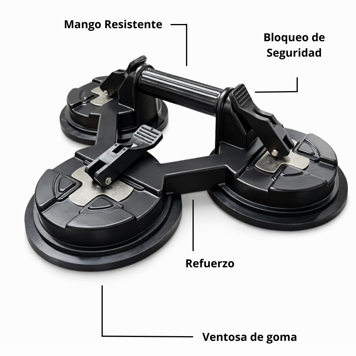 GENERICO - Ventosa Triple para Vidrio 3 Brazos - Uso Profesional - Hasta 150 kg