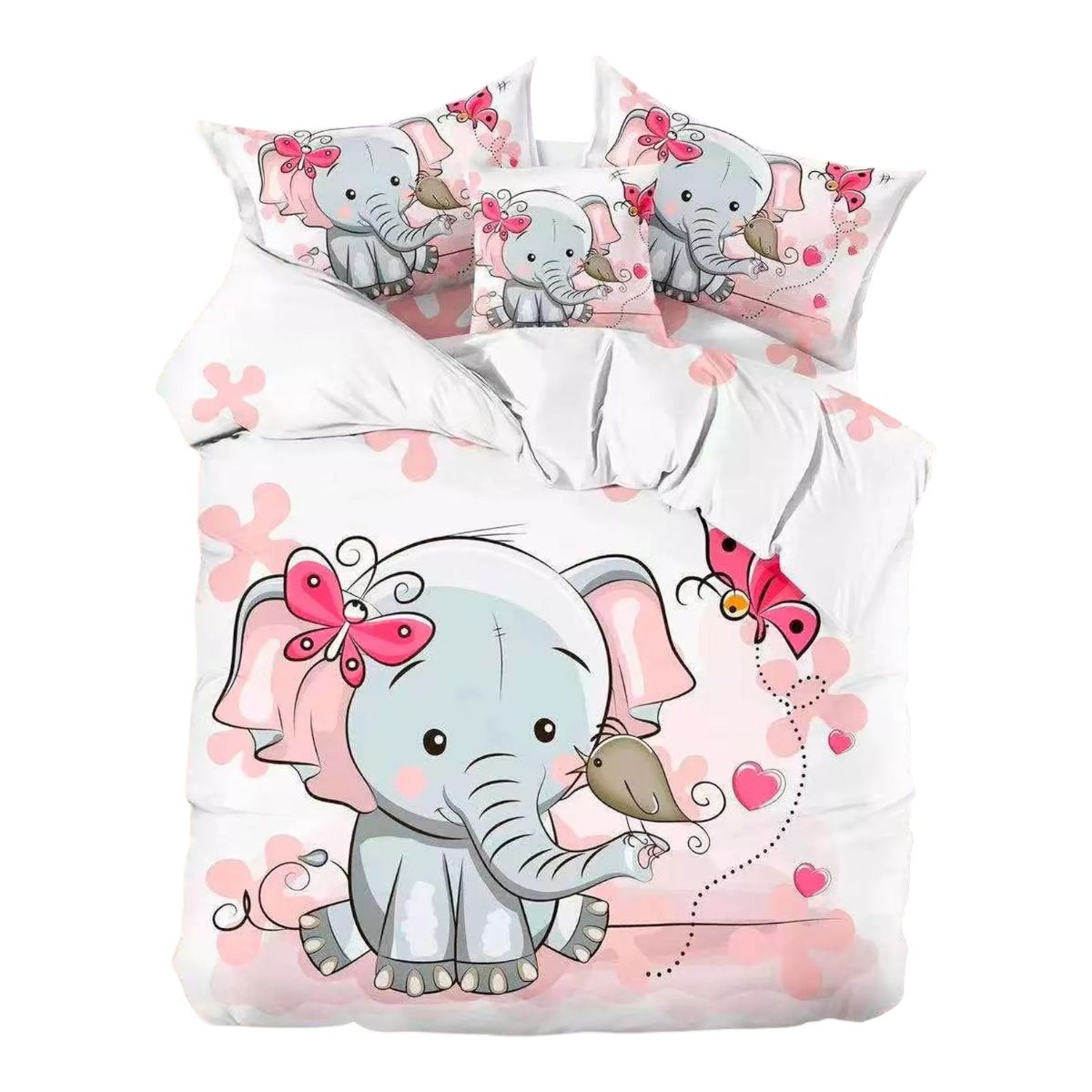 GENERICO - Cubrecama Quilt de verano 1.5 plazas diseño de elefante feliz