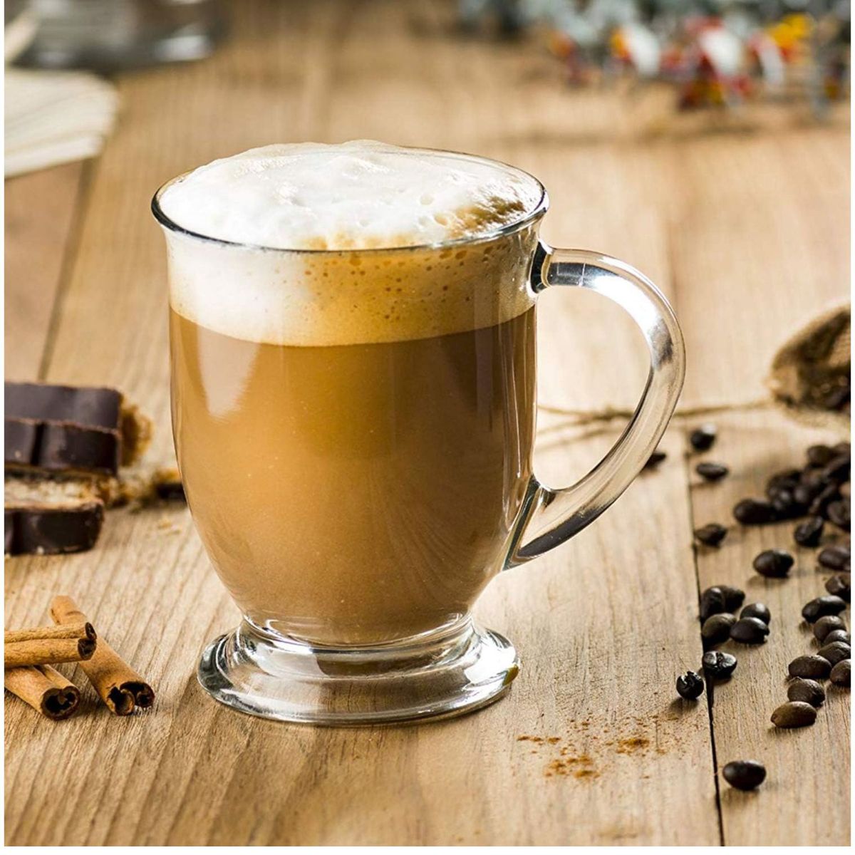 GENERICO - Tazas Grandes De Vidrio Grueso Té Café Capuchino 490ml X6