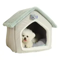 HOOPET - Cama Semi-cerrada Para Mascotas Estilo Casita Talla S Gris Liso