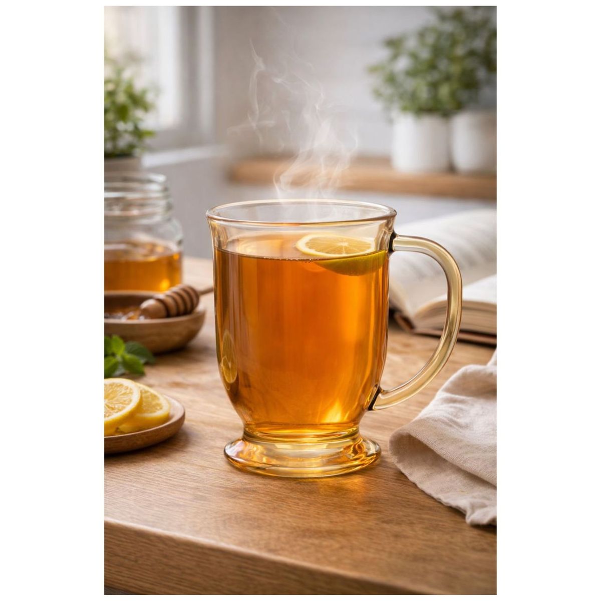 GENERICO - Tazas Grandes De Vidrio Grueso Té Capuchino 490ml X6 - Gold