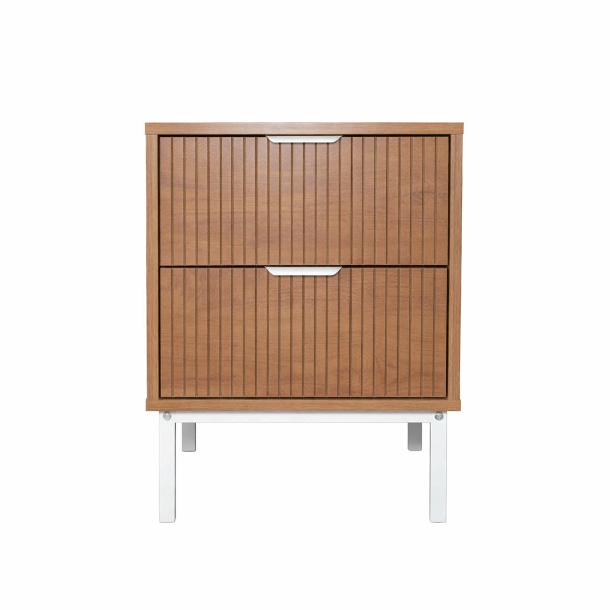 SPACE HOME - Velador Moderno FANTY 2 Cajones Estilo Nórdico con Patas Metal