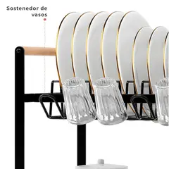 GENERICO - Secaplatos Escurridor Acero Inox 2 Niveles Simplit Negro BELUG