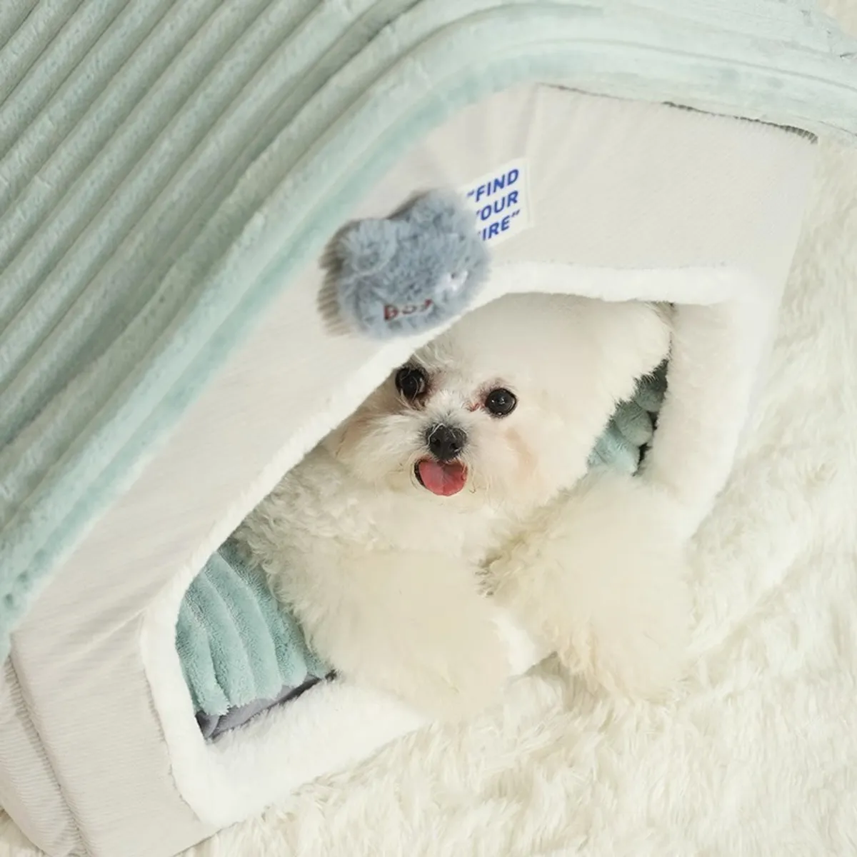 HOOPET - Cama Semi-cerrada Para Mascotas Estilo Casita Talla M Gris Liso