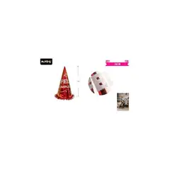 GENERICO - Gorro cotillón feliz cumpleaños rojo 24cm