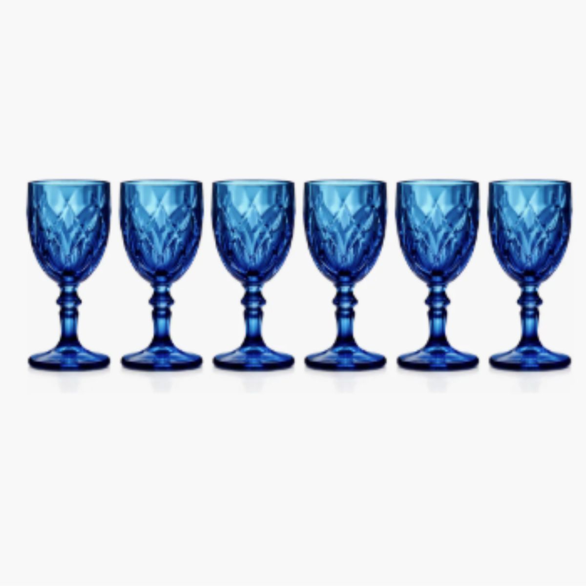 GENERICO - Set 6 Copas Vintage Vidrio Labrado Vino Agua 350 ml