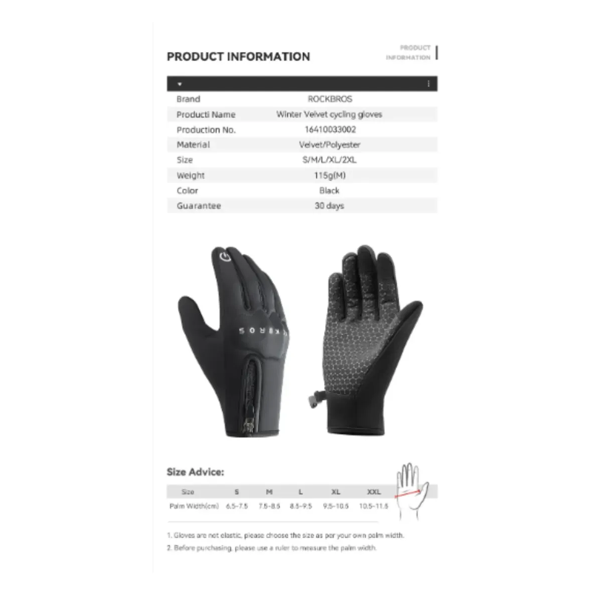ROCKBROS - Guantes Térmicos Protección Nudillos Bicicleta Moto Touch