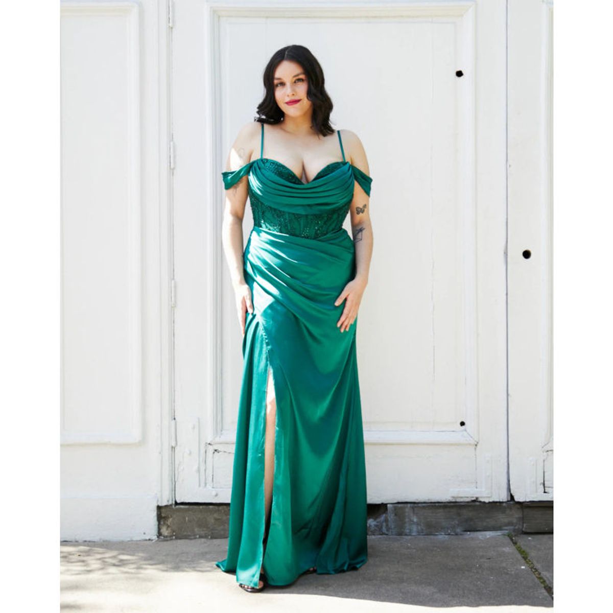 MI PLACARD - Vestido Largo de Fiesta Málaga Corset Verde Oscuro