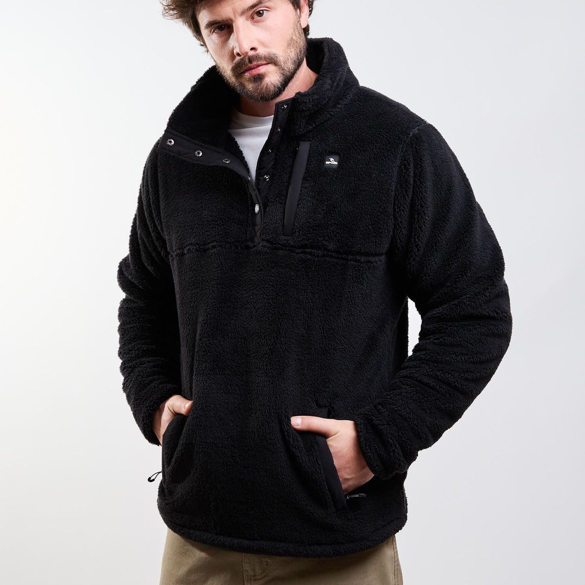 RIP CURL - Poleron Chiporro Crest Negro Hombre Rip Curl