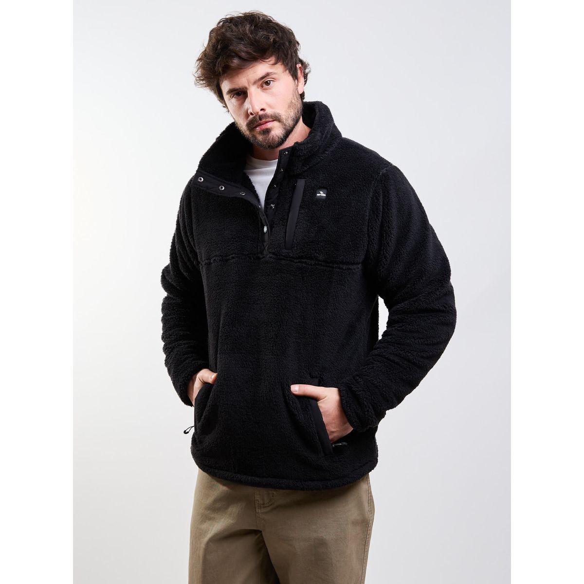RIP CURL - Poleron Chiporro Crest Negro Hombre Rip Curl