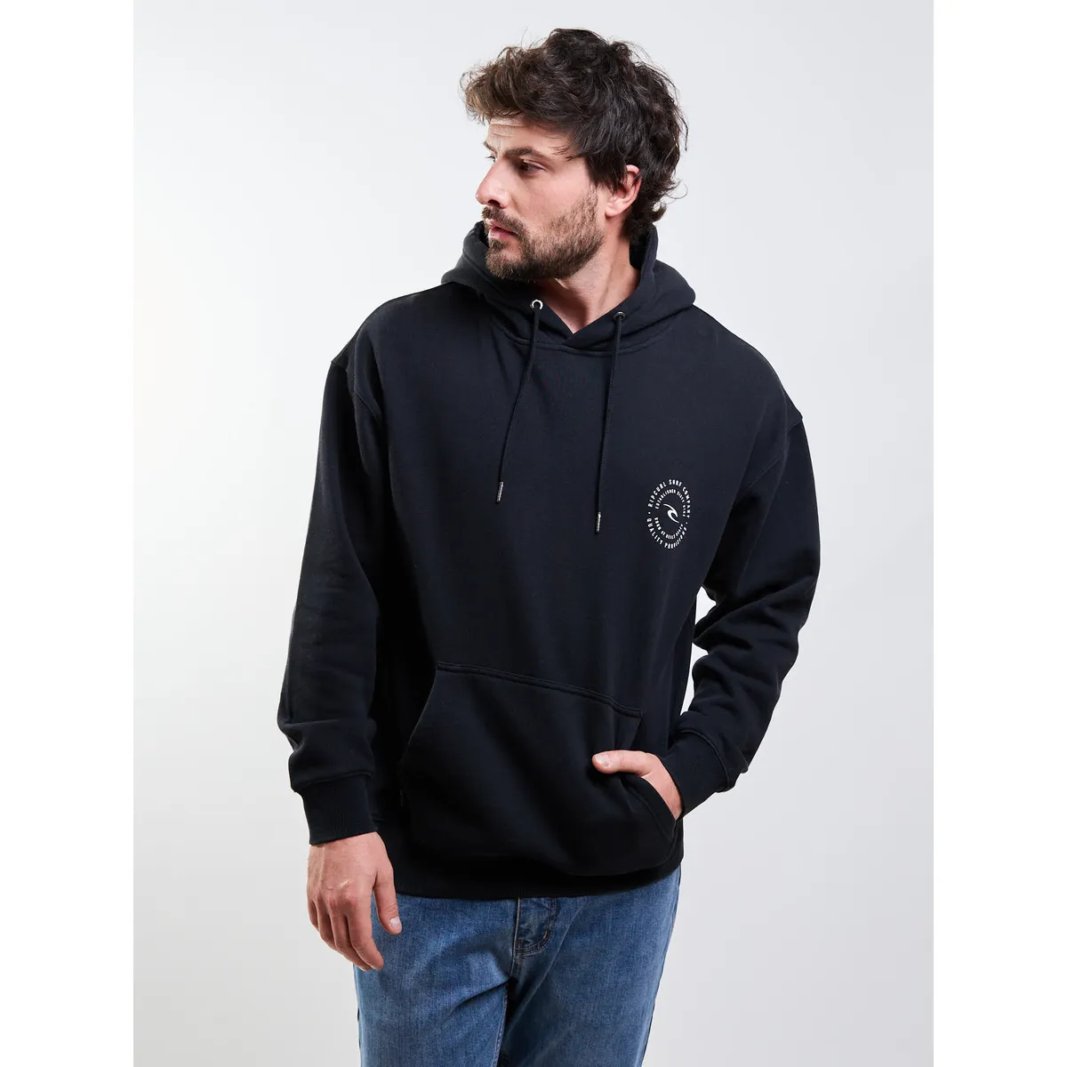 RIP CURL - Poleron Canguro Lafken Negro Hombre Rip Curl